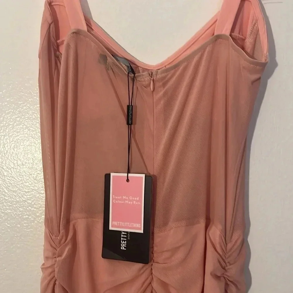 Pretty Little Thing | NEW Dusty pink Binding Bodycon dress Sheer Sexy size 8 US - Picture 6 of 10